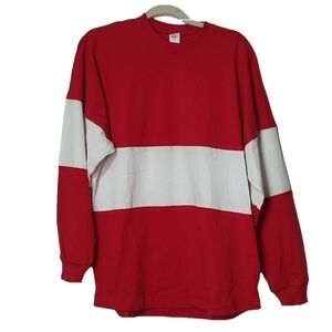 Jersey Spirit Red and White Striped Long Sleeve Shirt Size S
